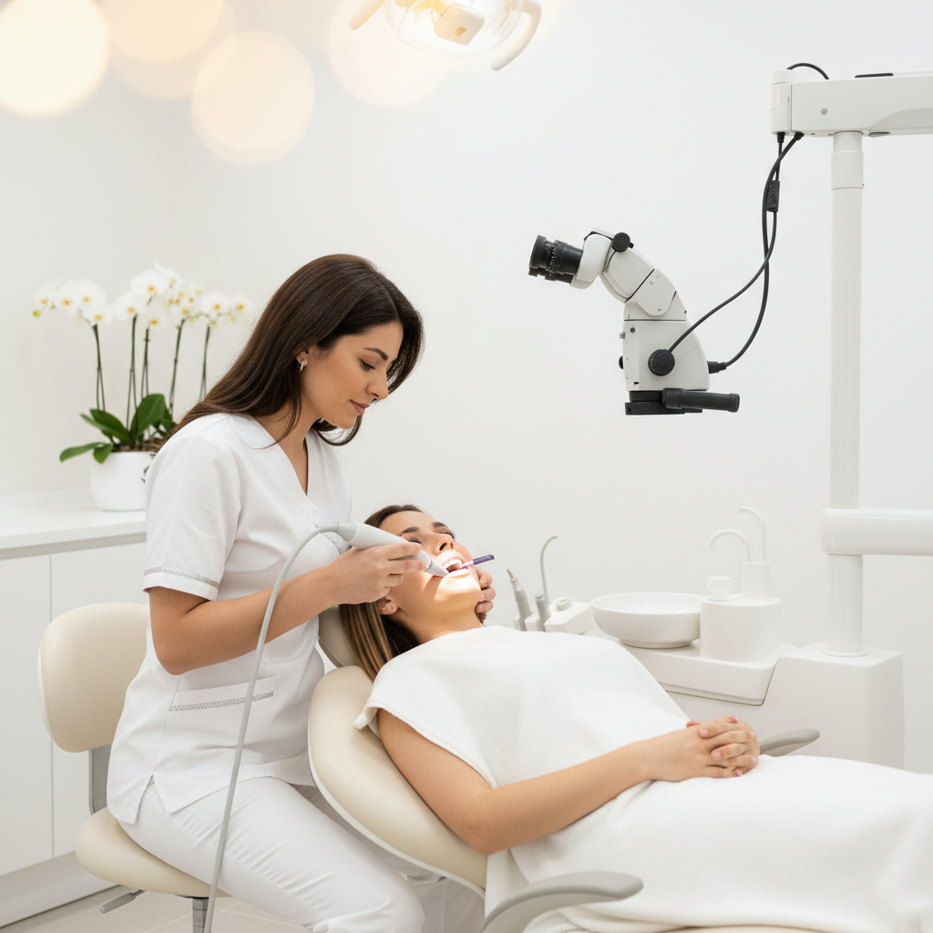 Dr Bouchra Bouslikhane dentiste à Bô Sourire Rabat utilisant technologie moderne