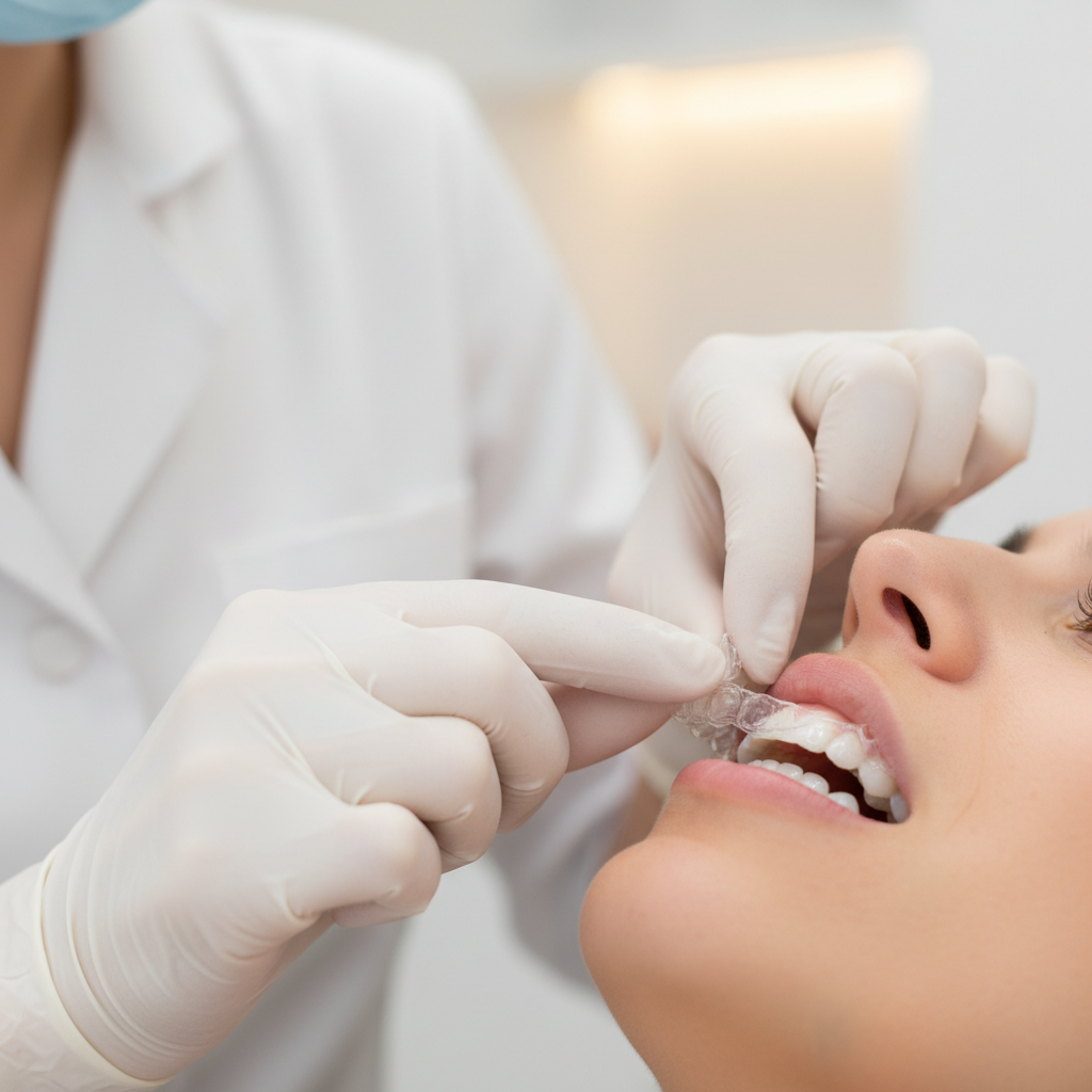 Dr Bouchra Bouslikhane appliquant un traitement Invisalign pour un sourire parfait à Rabat