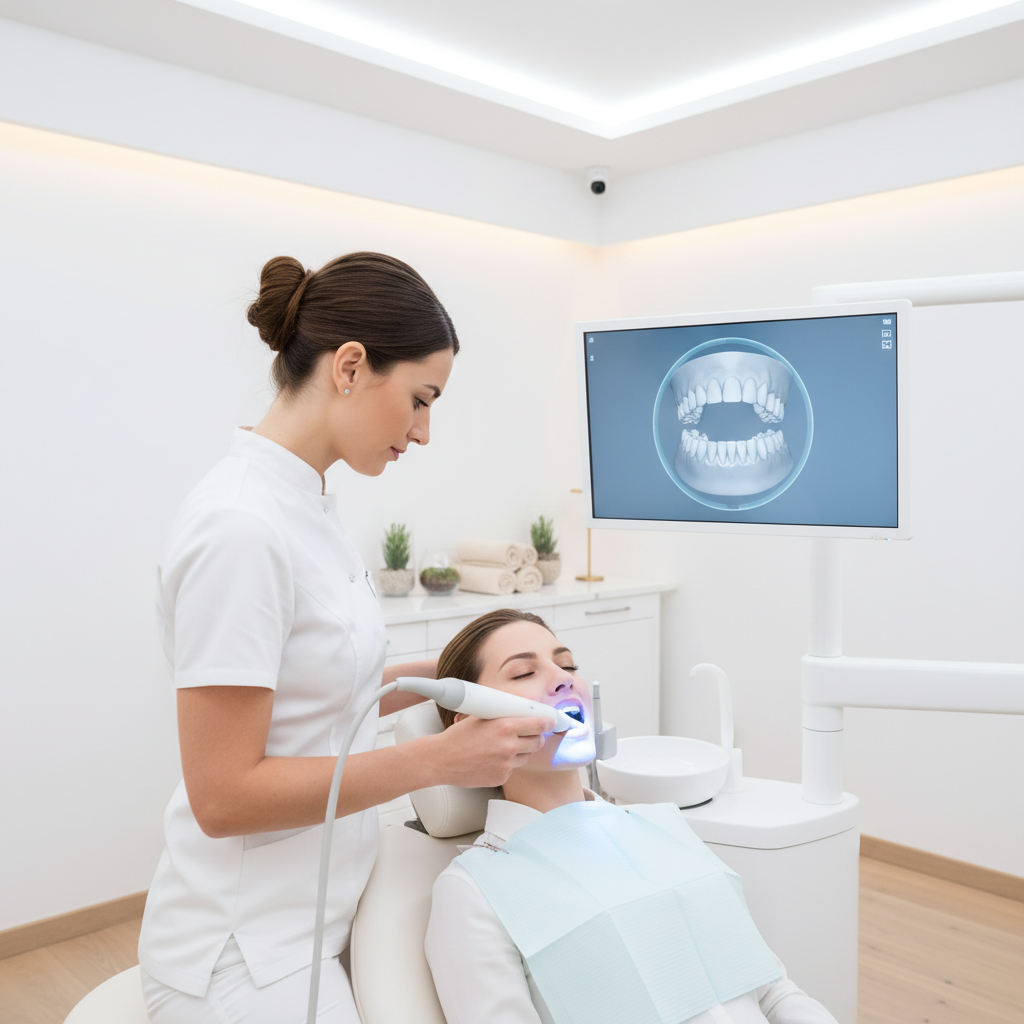 Dr Bouchra Bouslikhane expliquant les aligneurs Invisalign à un patient à Rabat
