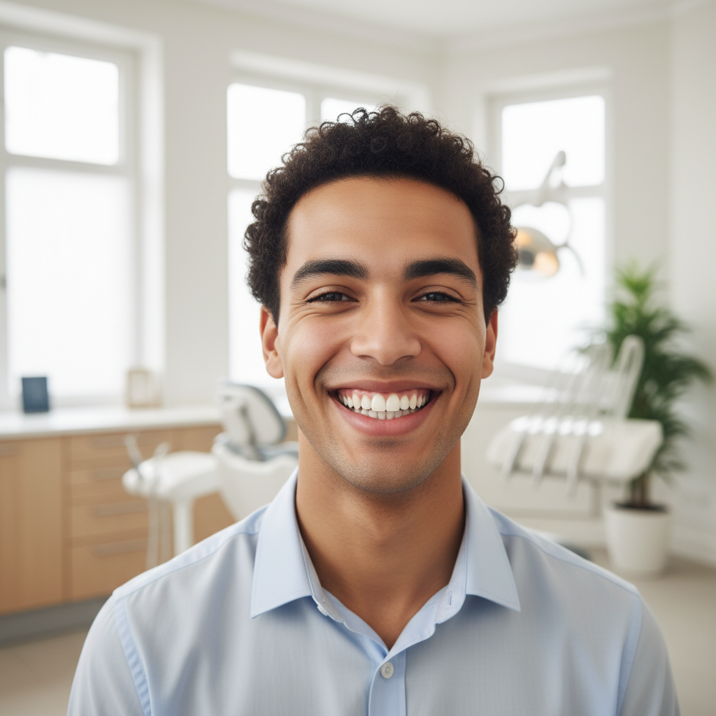 Patient souriant après un traitement Invisalign avec Dr Bouchra Bouslikhane à Rabat