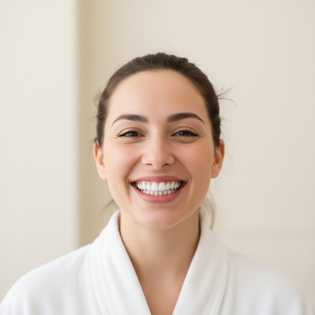 Patiente souriante après un traitement Invisalign à la clinique Bô Sourire