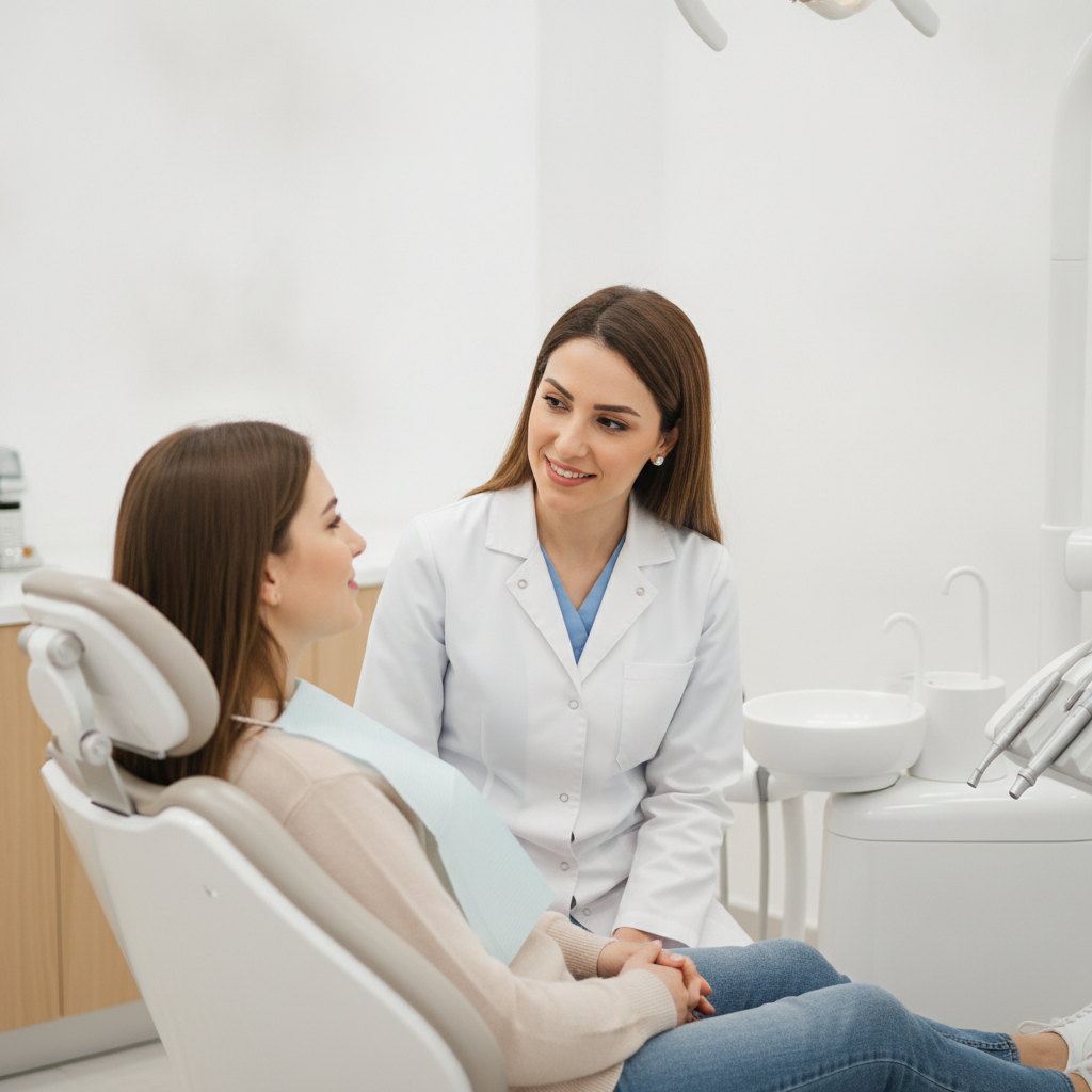 Patiente souriante avec aligneurs Invisalign traitement orthodontique Rabat