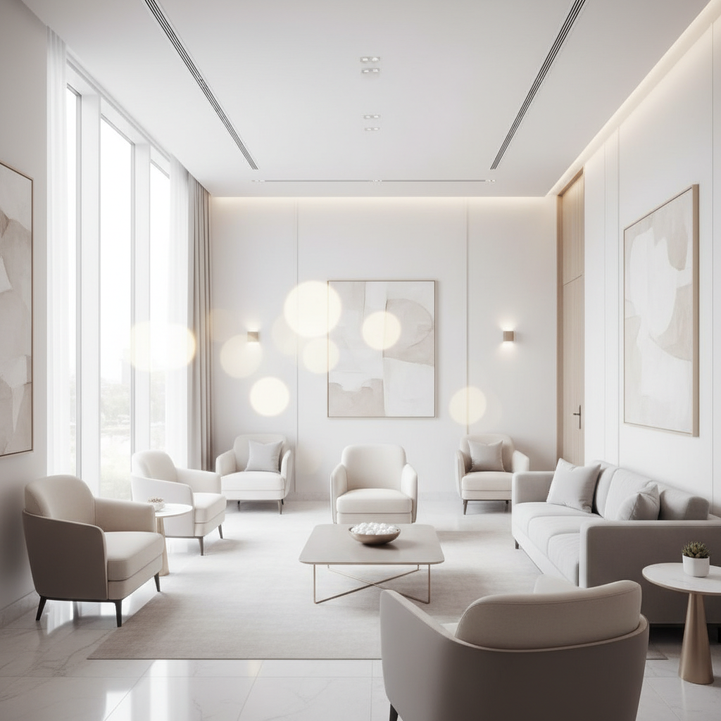 Salle d'attente confortable et moderne clinique dentaire Bô Sourire Agdal