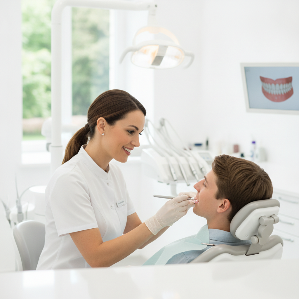 Patiente recevant un traitement Invisalign par le Dr Bouchra Bouslikhane à son cabinet d'orthodontie Rabat